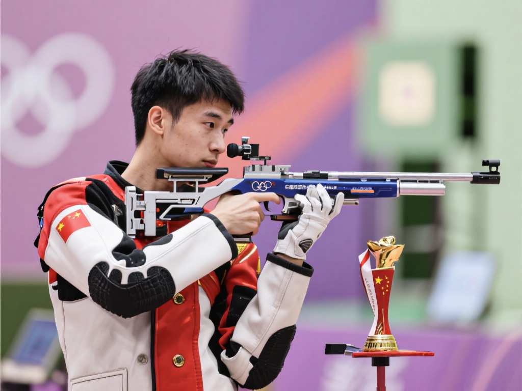 他的表现透露出中国射击运动员优异的技能储